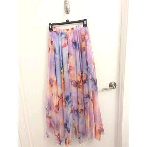 Purple Orange Pink Floral Maxi Formal Skirt XS Chicwish